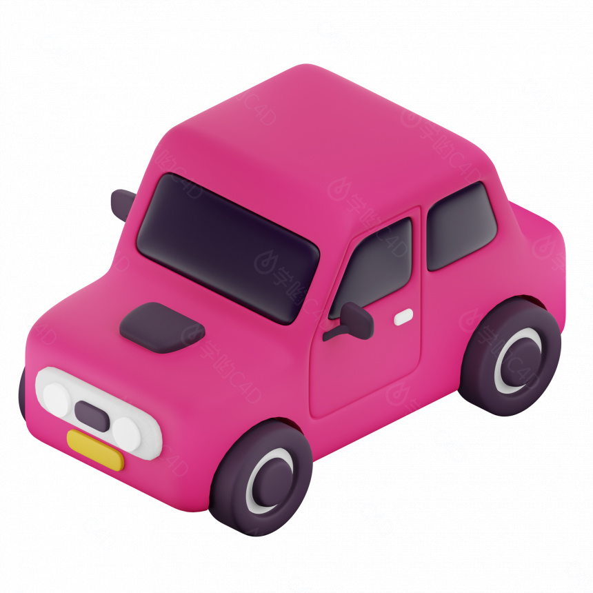 卡通汽车 吉普车 小汽车 玩具车 粉色小车C4D模型