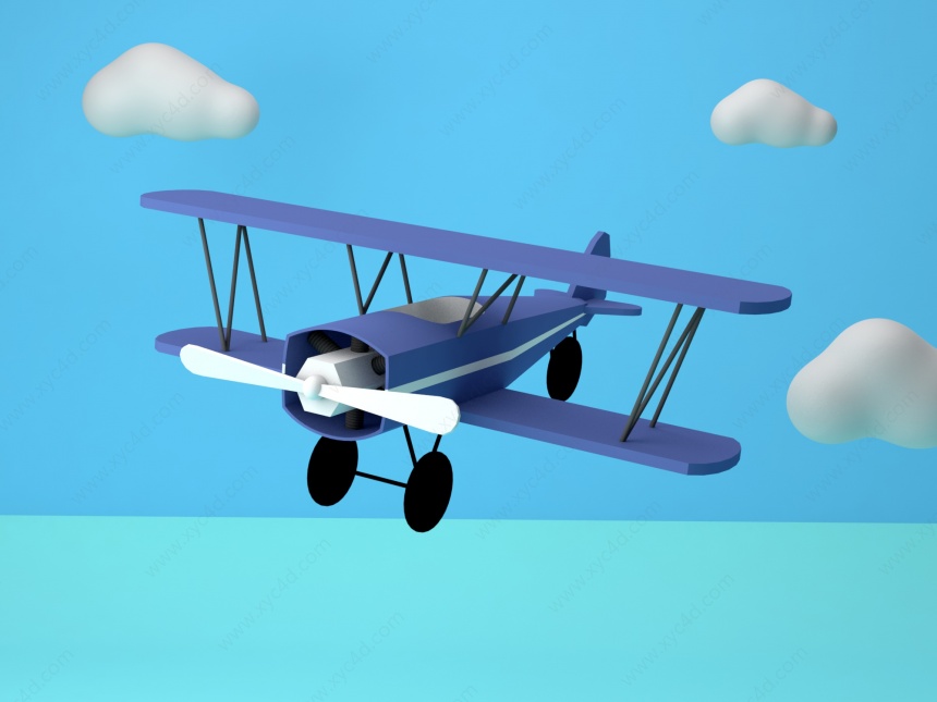 卡通飞机C4D模型