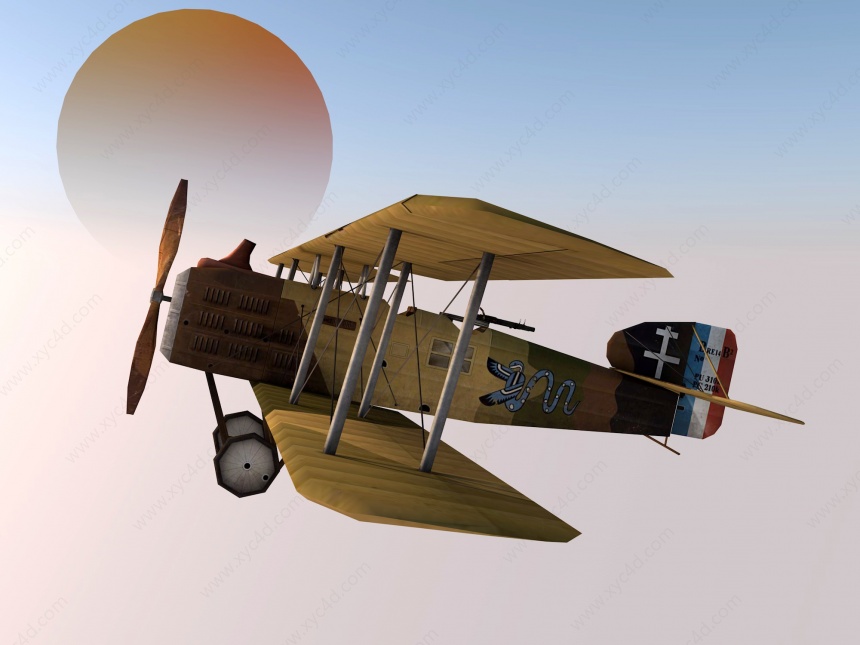 双翼机C4D模型