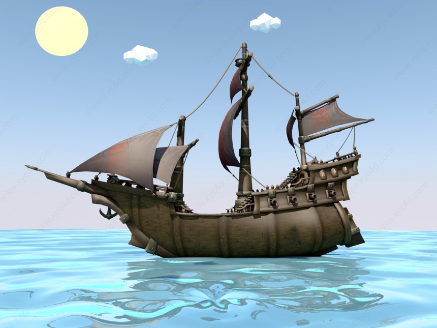 魔兽魔兽世界海盗船C4D模型