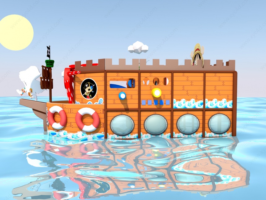 儿童乐园海盗船C4D模型
