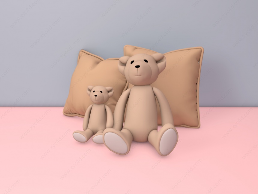 熊抱枕C4D模型