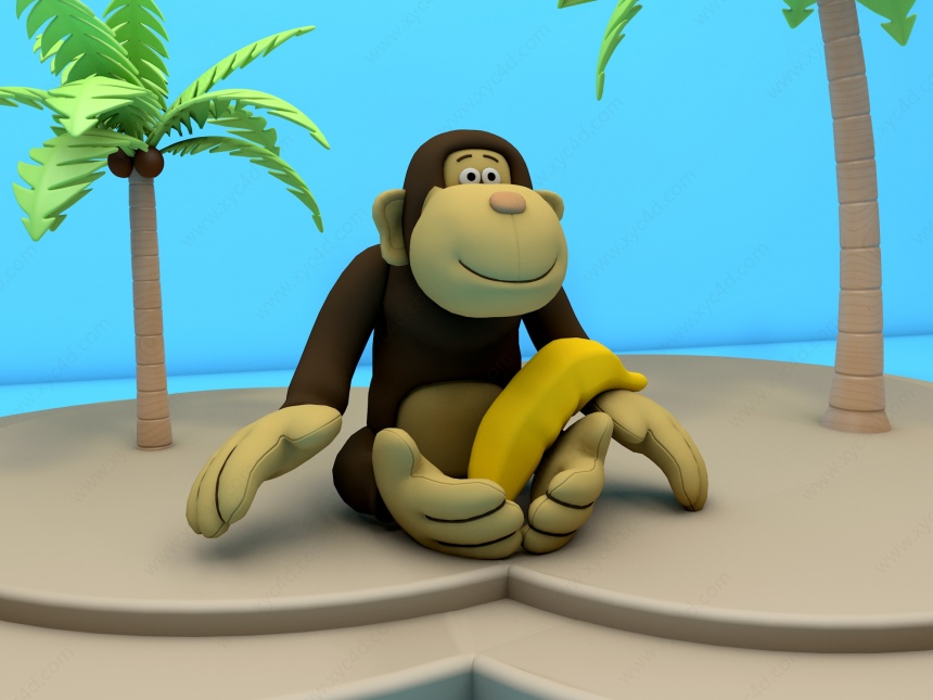 小猴子玩偶C4D模型
