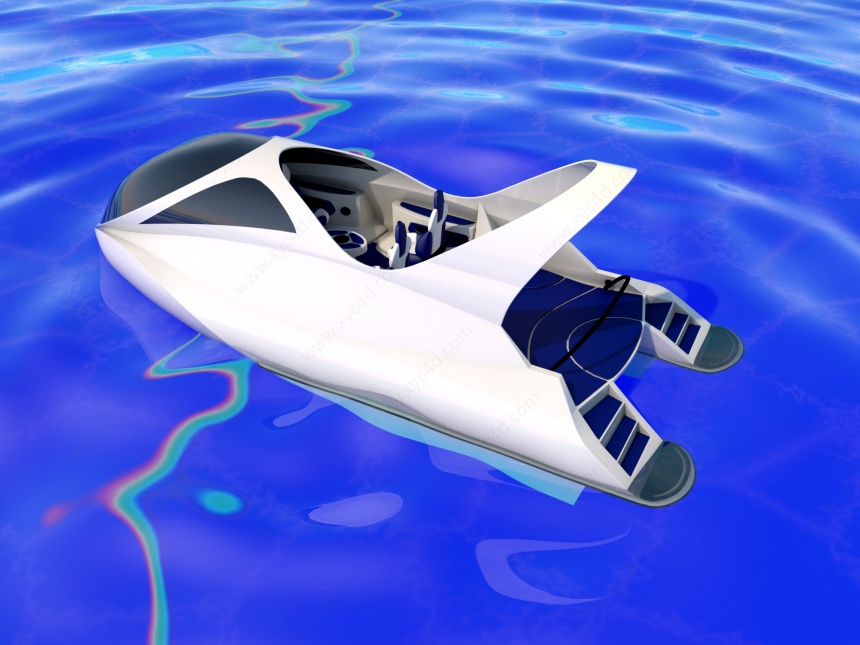 现代创意小船C4D模型