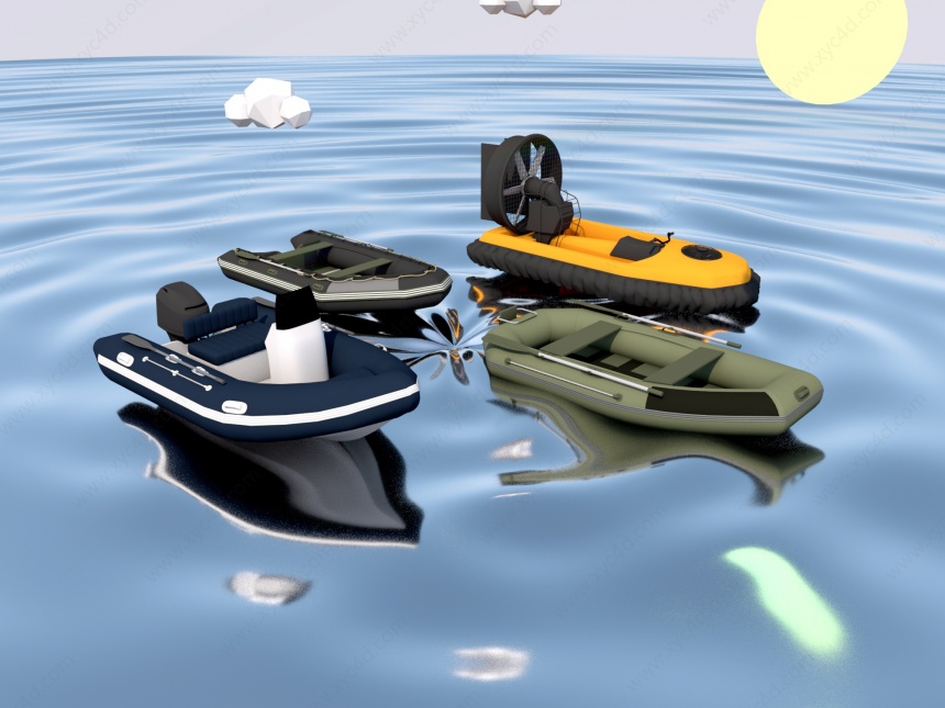 橡皮艇C4D模型