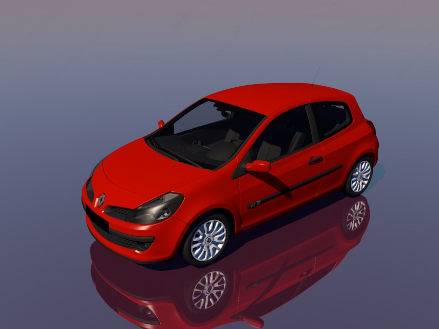 红色轿车C4D模型