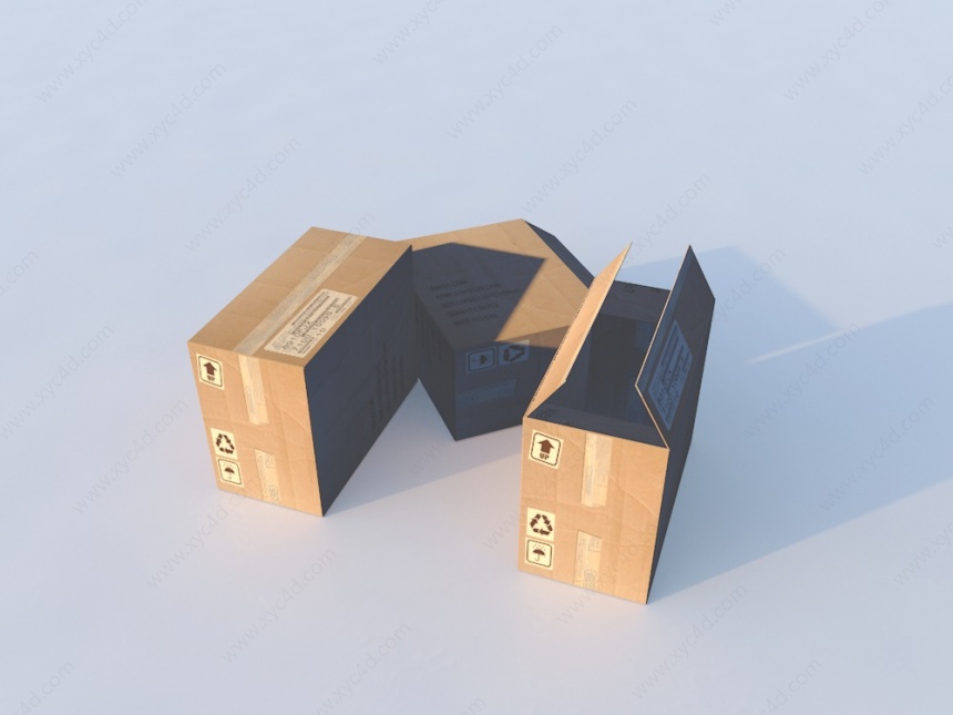 方形纸箱C4D模型
