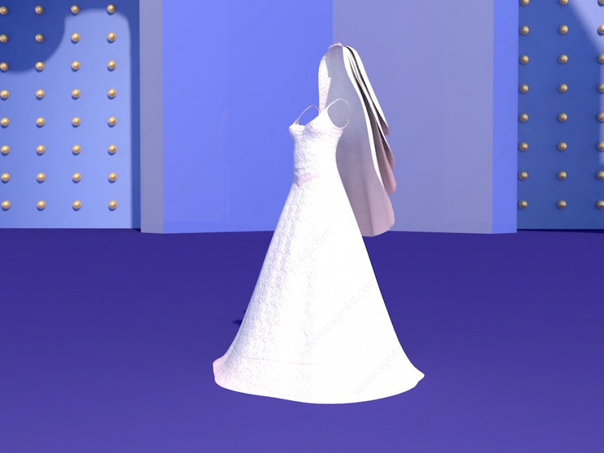 现代时尚婚纱C4D模型