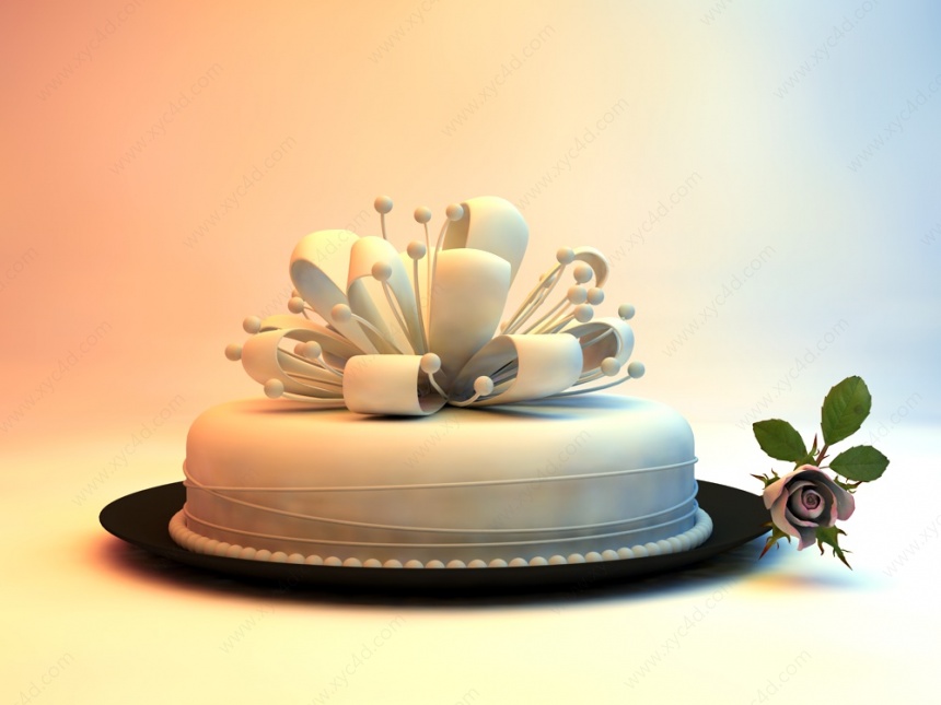 奶油生日蛋糕C4D模型