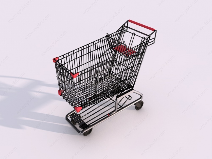 超市手推购物车C4D模型
