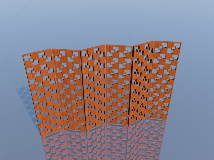 方格镂空折叠隔断C4D模型