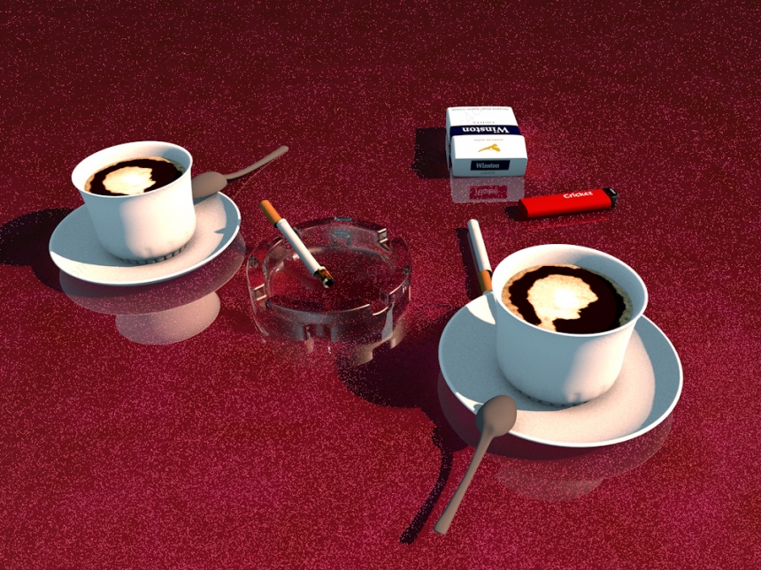 咖啡香烟打火机C4D模型
