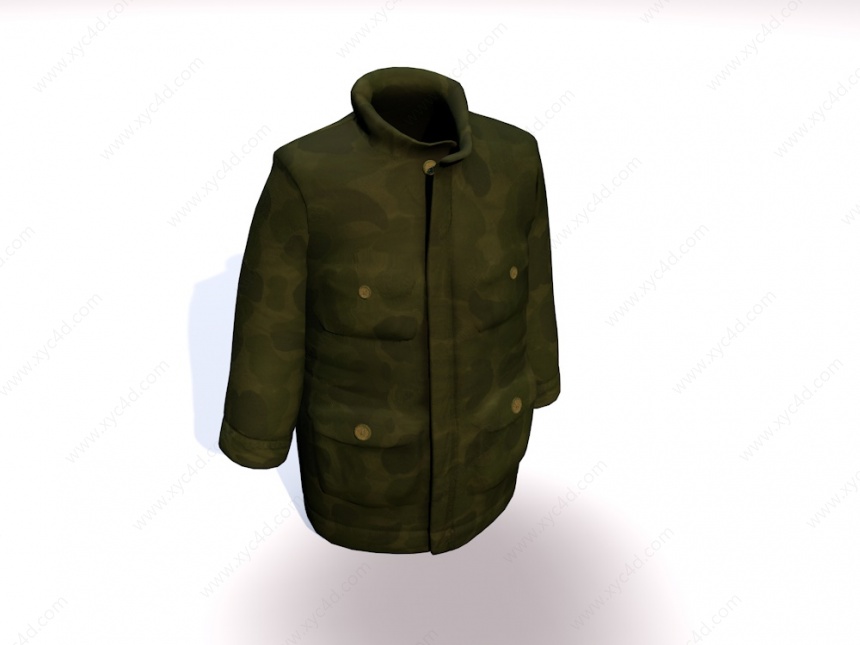 军绿色棉衣C4D模型