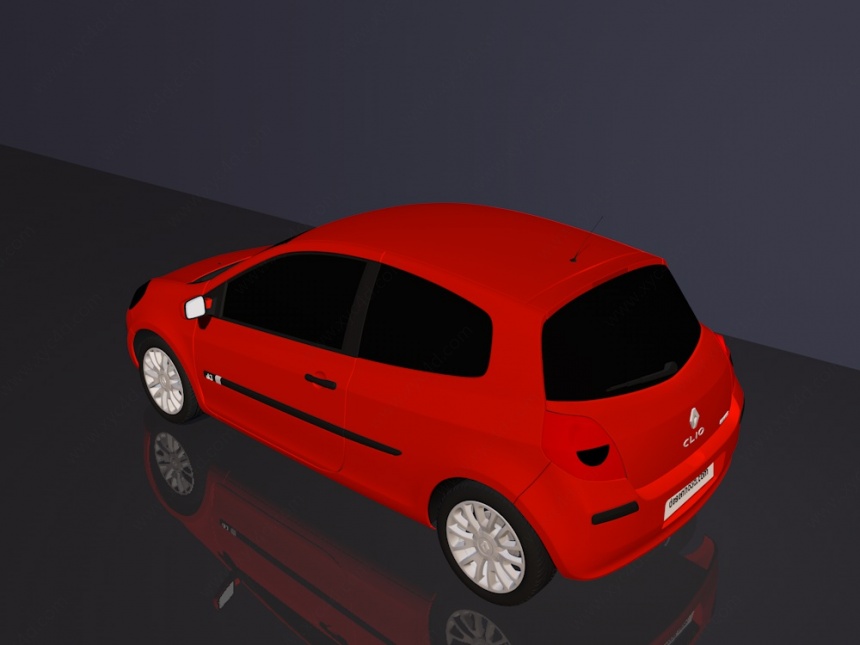 红色高精度轿车C4D模型