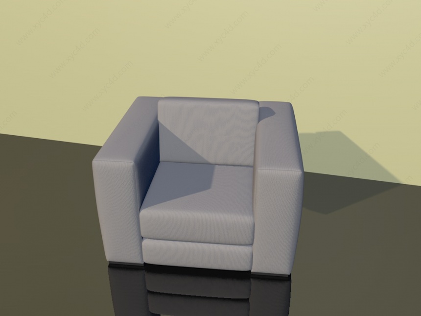 浅灰单人沙发C4D模型