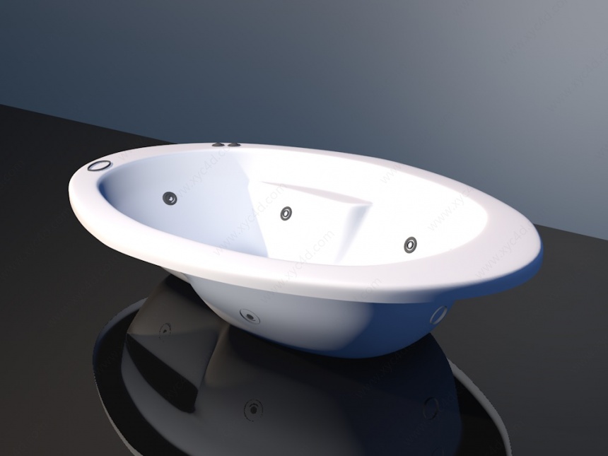 圆形无裙边浴缸C4D模型
