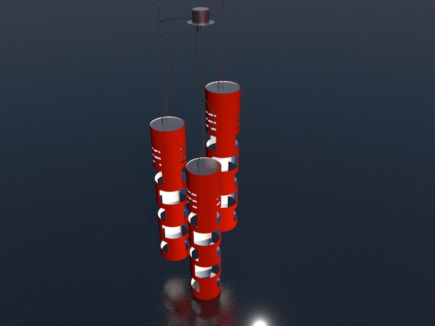 红色水晶吊灯C4D模型