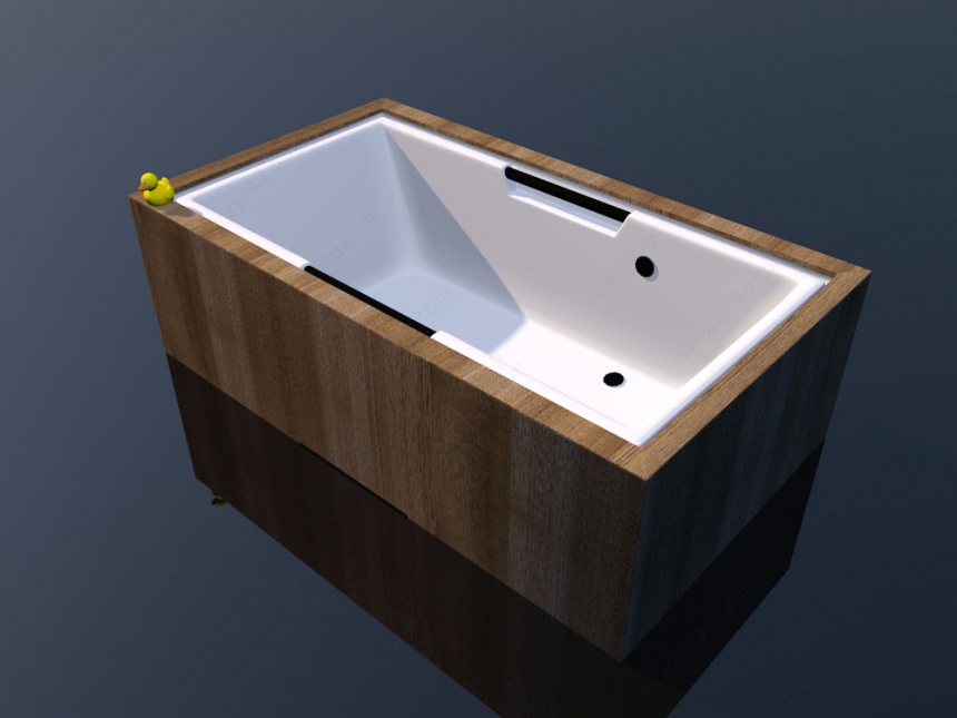 中式镶嵌木质浴缸C4D模型
