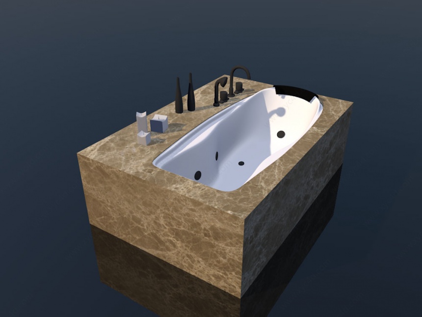 大理石奢华浴缸C4D模型