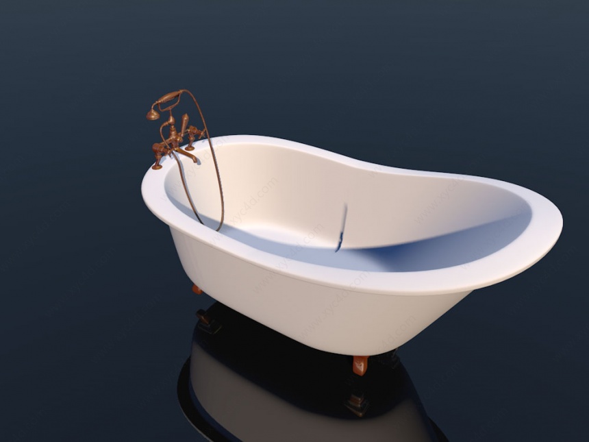 杯式四脚浴缸C4D模型
