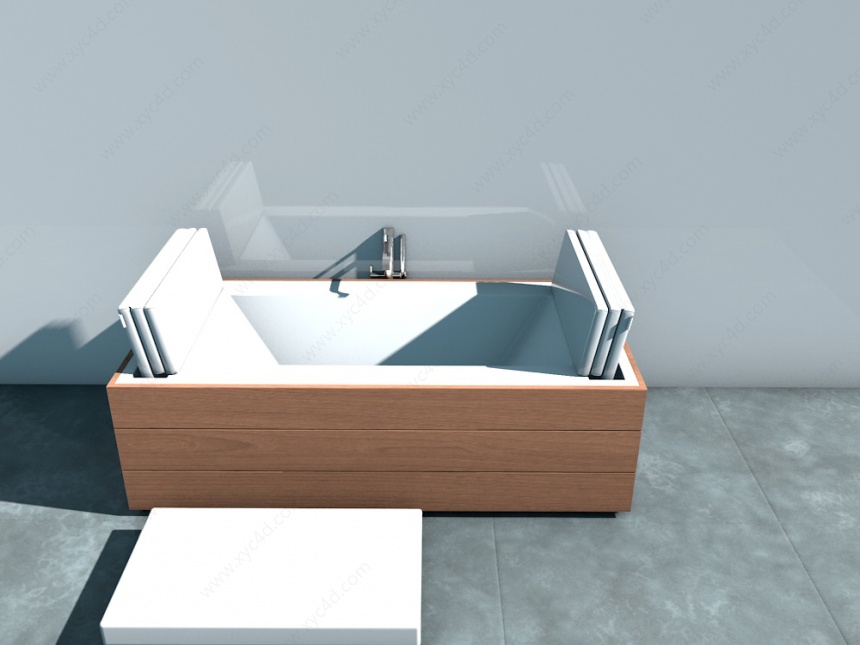木质外围浴缸C4D模型