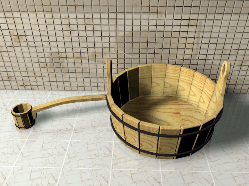 木桶浴缸C4D模型
