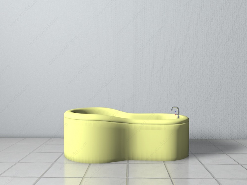 两端舒适型浴缸C4D模型