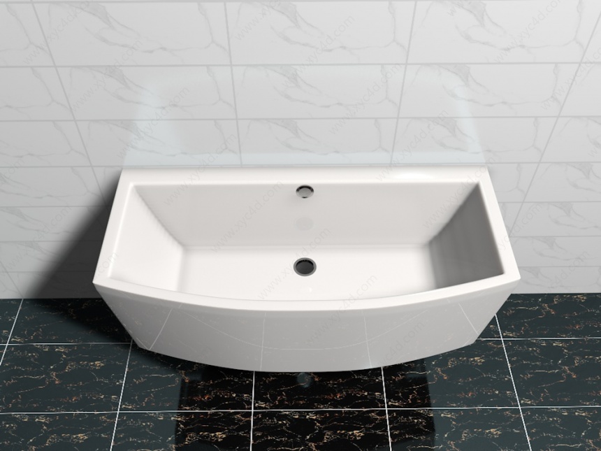 现代陶瓷浴缸C4D模型
