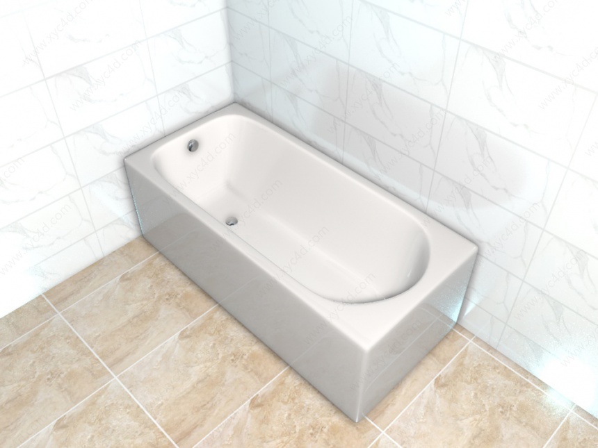 长方形陶瓷浴缸C4D模型