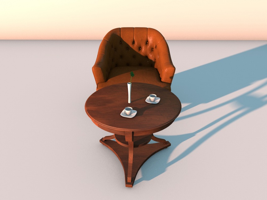 欧式沙发茶几C4D模型