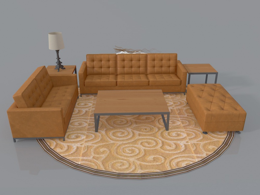 现代沙发茶几C4D模型