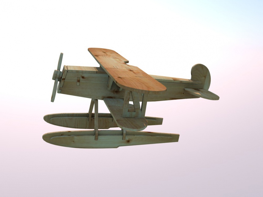 玩具木质飞机C4D模型