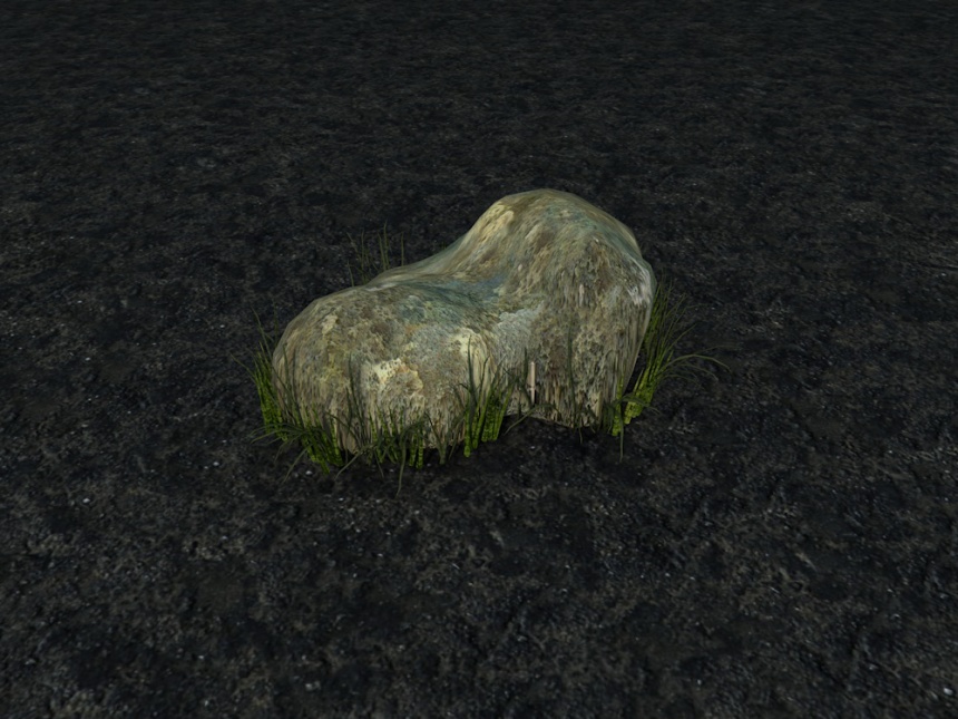 石头和草C4D模型