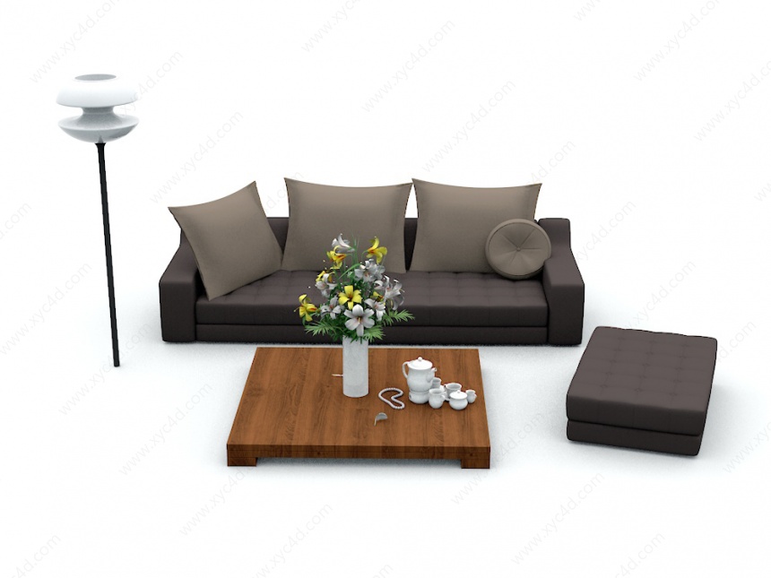 现代沙发茶几C4D模型