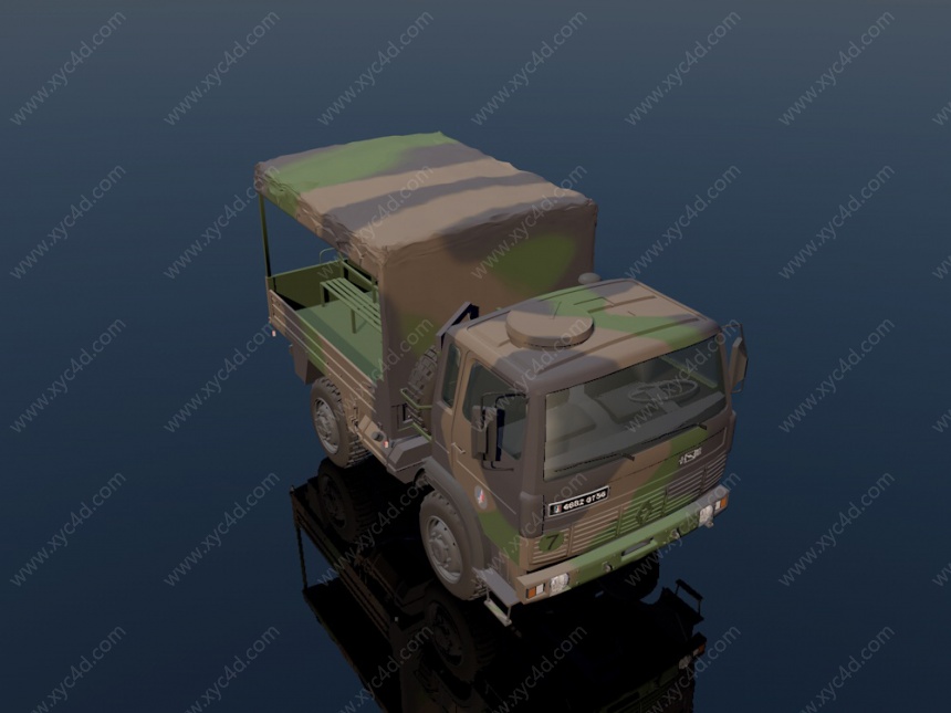 军用绿皮车C4D模型
