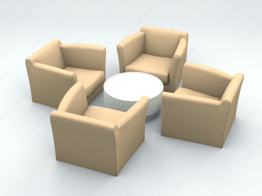 简约沙发茶几组合C4D模型