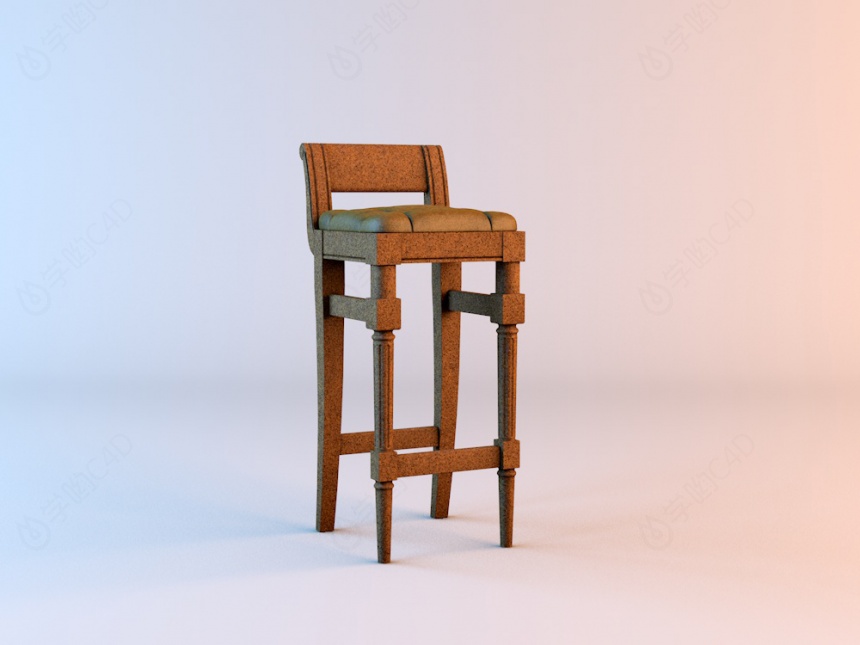 实木吧椅C4D模型
