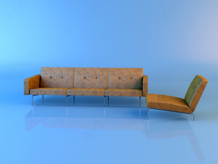 三人沙发C4D模型