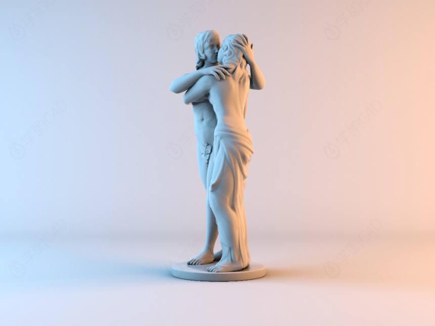 情侣雕塑C4D模型