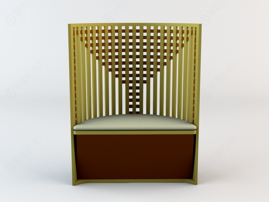 实木沙发椅C4D模型