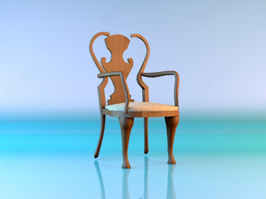 简约实木椅子C4D模型