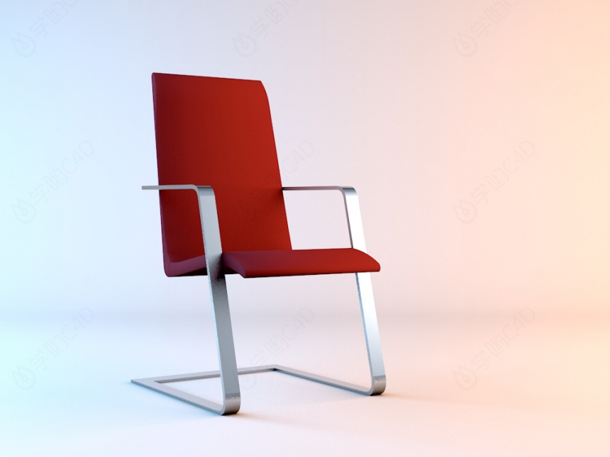现代不锈钢弓形椅C4D模型