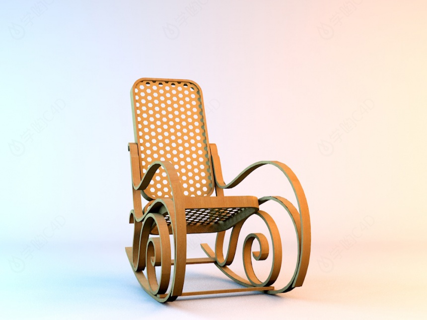 实木摇椅C4D模型