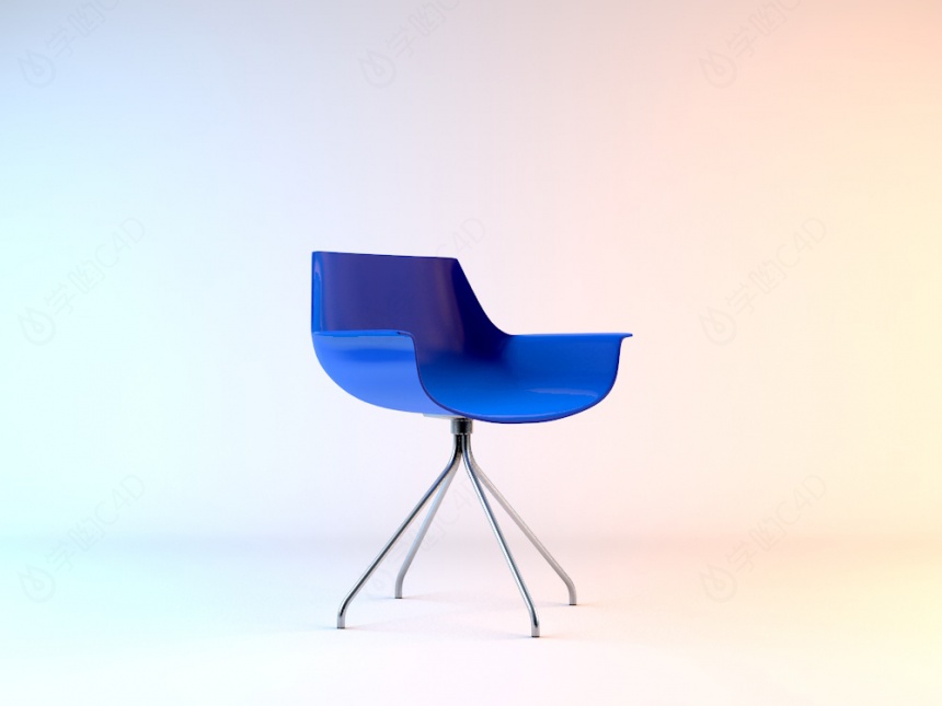 蓝色扶手椅C4D模型