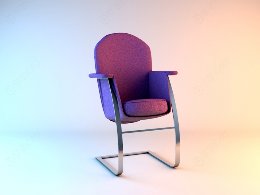 紫色休闲椅子C4D模型
