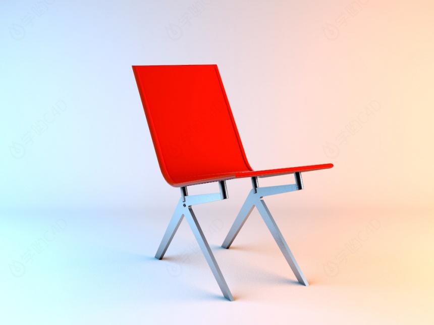 橙色现代休闲椅子C4D模型