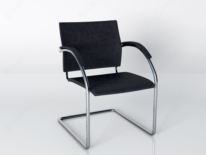 现代黑色皮革办公椅C4D模型