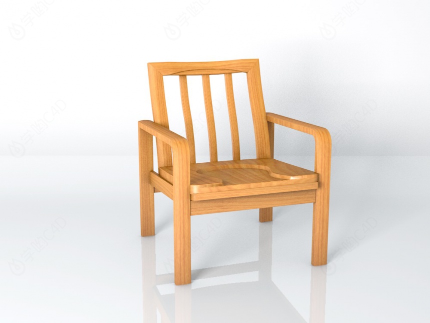 棕黑色实木扶手椅C4D模型