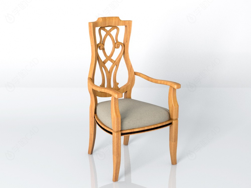 欧式实木餐厅椅C4D模型
