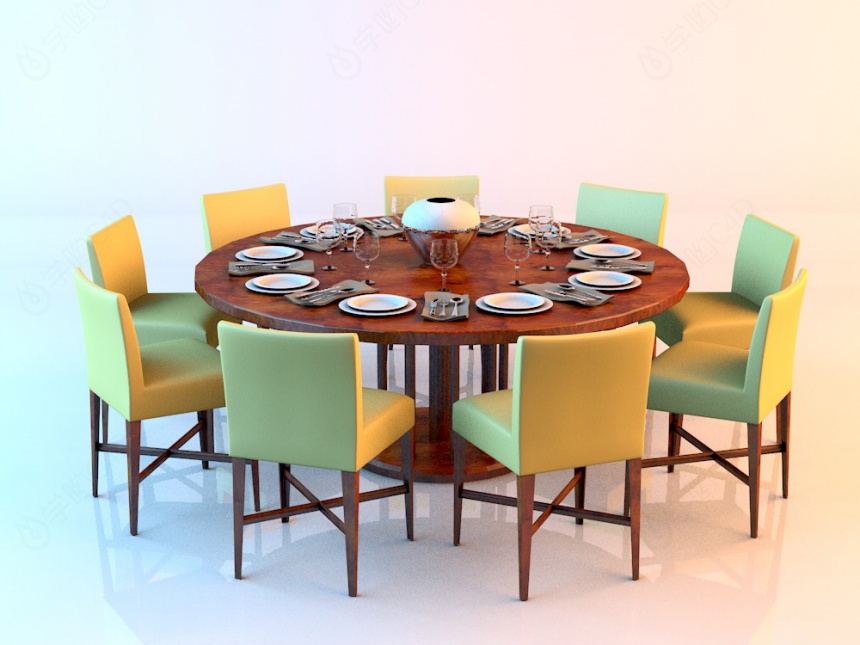 宴会厅餐桌椅C4D模型